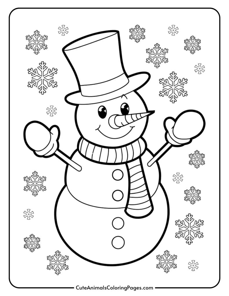 free printable snowman coloring page (10 pdf pages) - cute animals